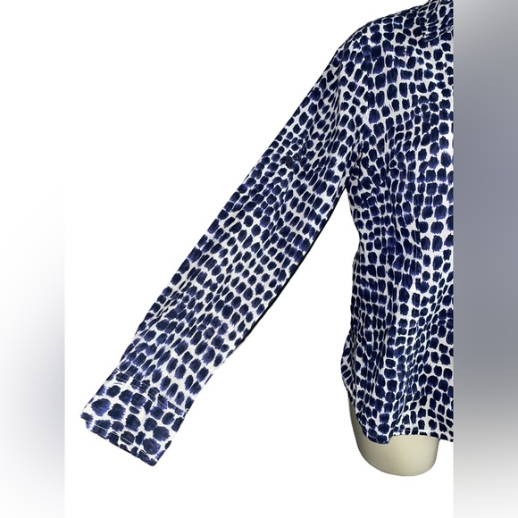 Michael Kors Navy Blue/White Button Top with Button Down or Roll up Sleeves - Picture 5 of 14